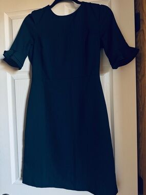 Banana Republic Teal Knee-Length Sheath Dress with Ruffle Sleeve Detail